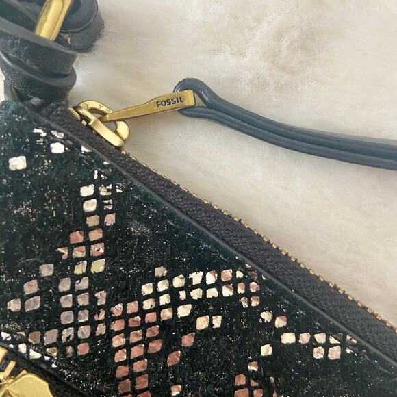 FOSSIL Leather Snakeskin Print Crossbordy Bag - Picture 4 of 8